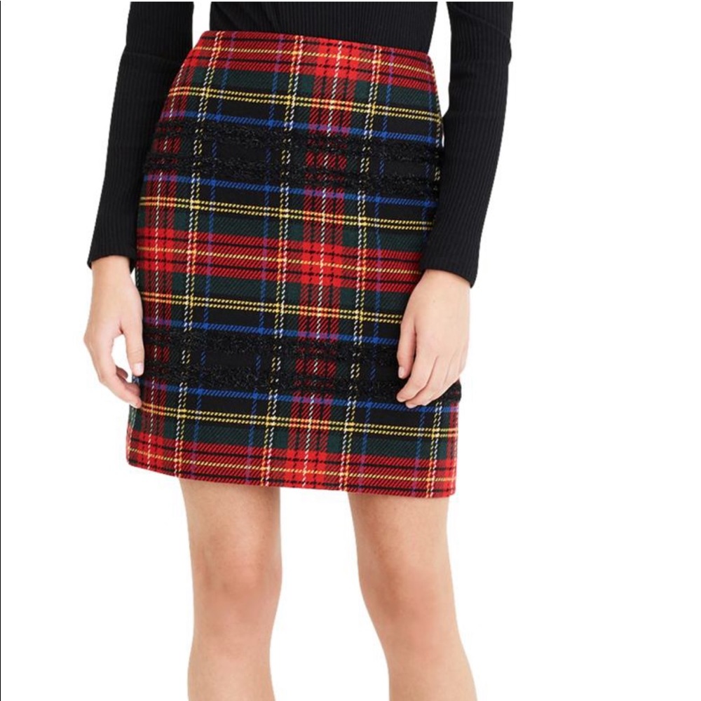 NWT J. Crew Metallic Tartan Skirt
